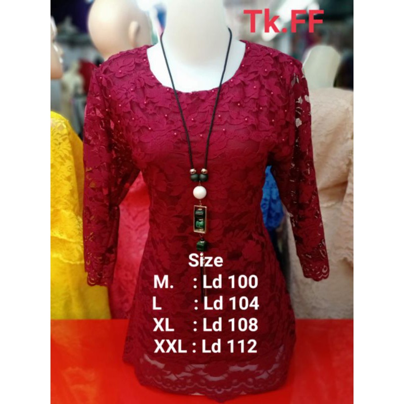 blus brokat renda katun