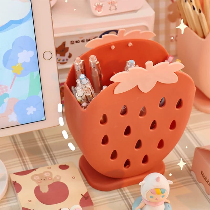 [TSS] Tempat Tirisan Sendok Garpu Motif Strawberry Lucu / Wadah Unik Motif Strawberry Serbaguna Lucu-5