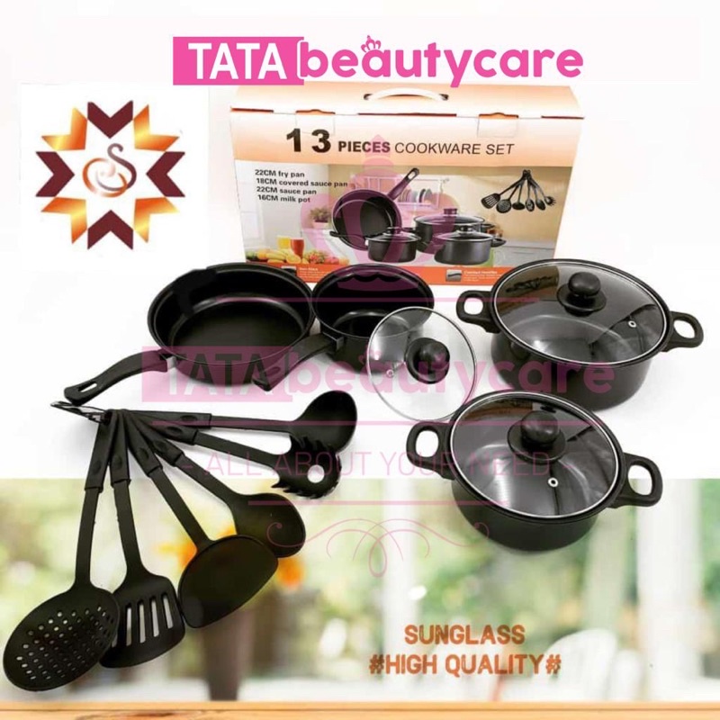 [4000gr] H166 | PANCI SET ISI 13 / COOKWARE SET 13 PCS HITAM