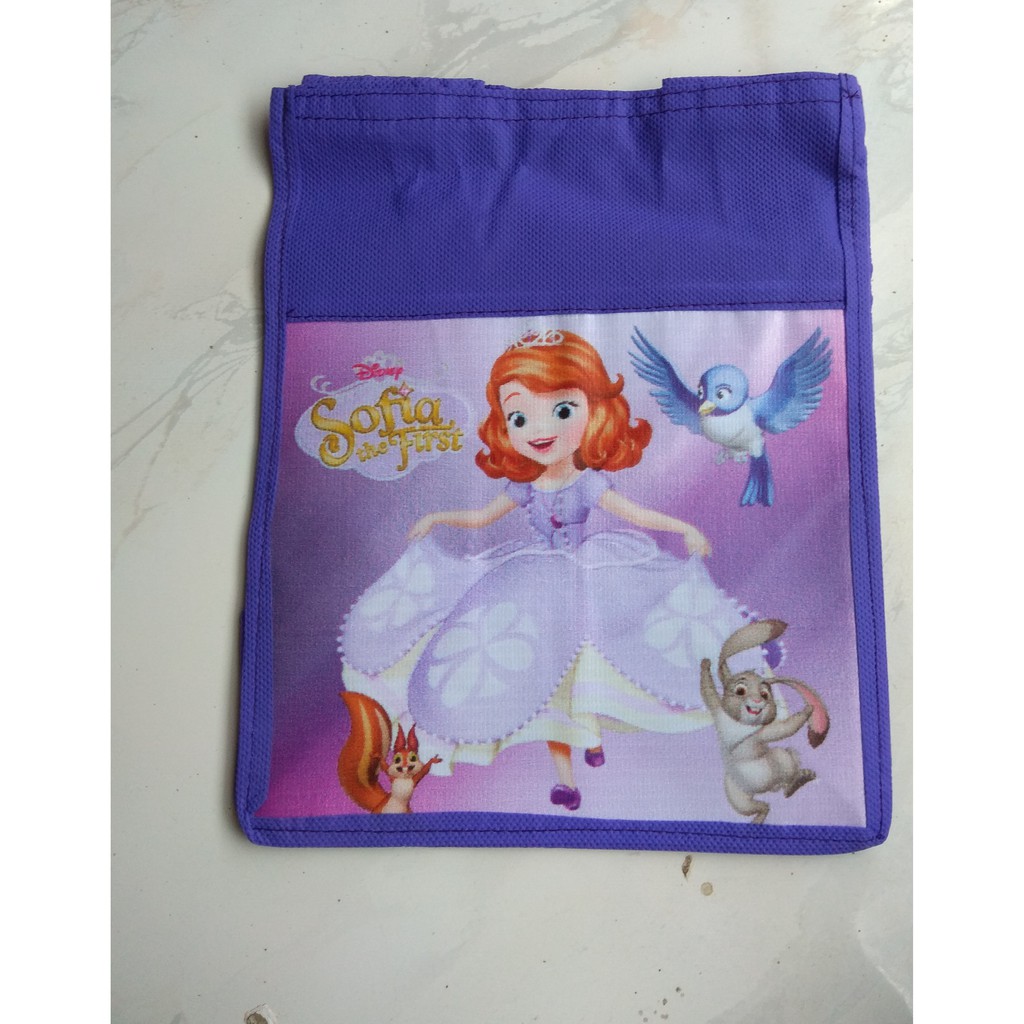 TAS SPUNBOND NK Seri Princess Goodie Bag Souvenir Ulang tahun anak goody ultah karakter GROSIR-Sofia Ungu