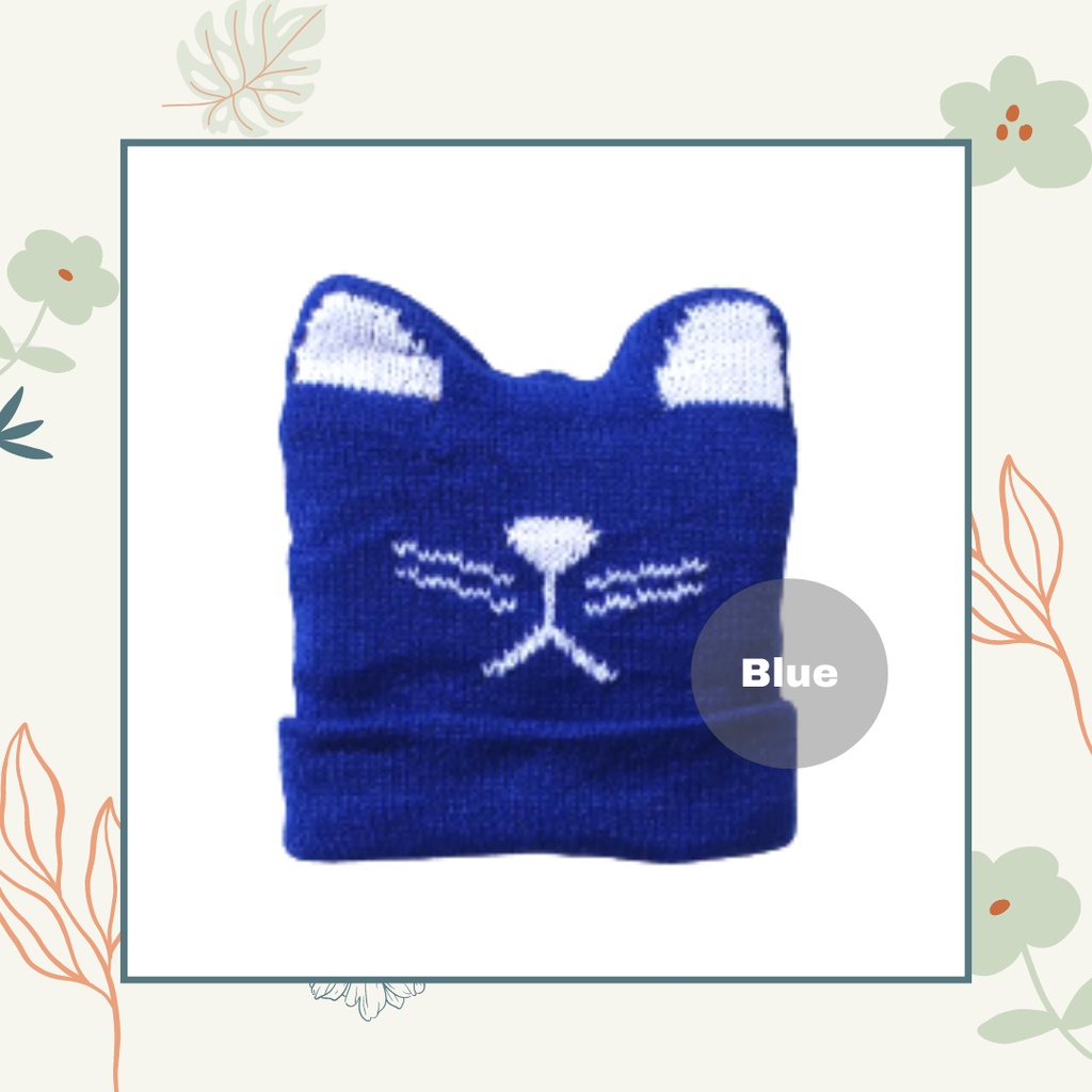 MBSS - Kupluk M KITTEN Bayi Polos Model Salur Laki Laki Perempuan New Born Usia 0-3 Tahun