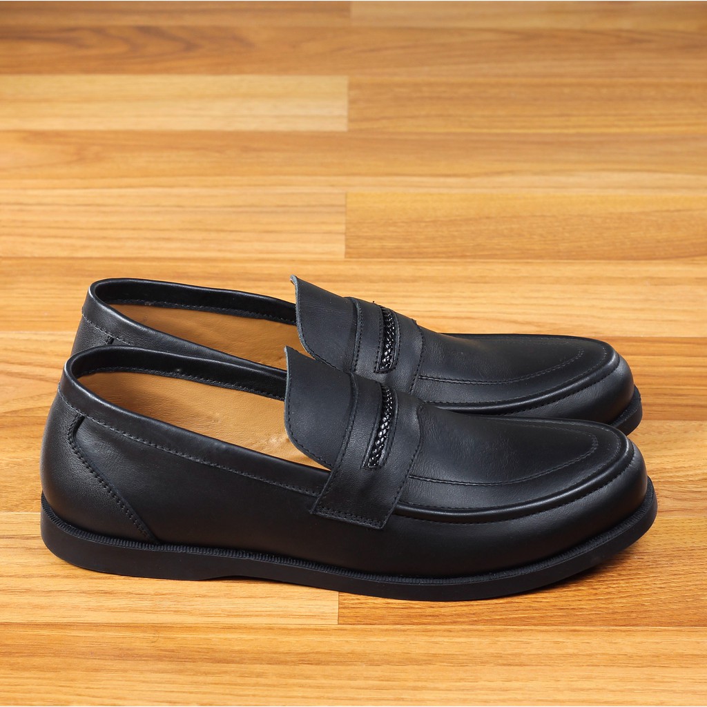 Falsetto Black | Sepatu Loafers Penny Klasik Vintage Klasik Ori Loafer Slip Footwear | FORIND x Reyl