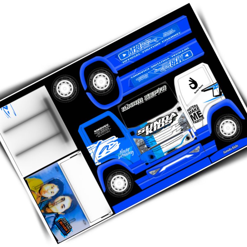 lembaran stiker miniatur truk oleng