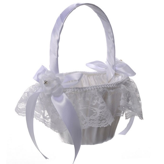 Keranjang flower girl putih untuk pesta wedding tabur bunga