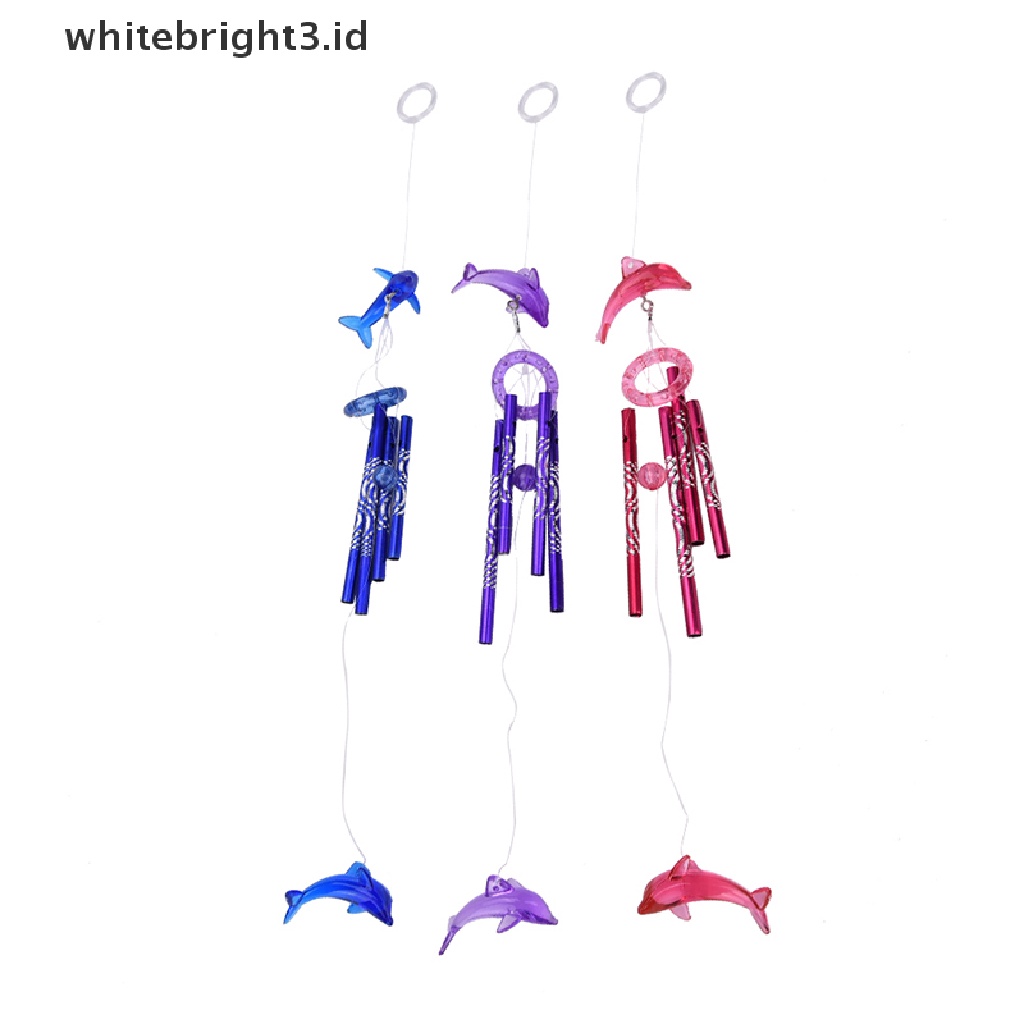 {whitebright3.id} Dolphin Creative Crystal 4 Metal Tubes Windchime Wind Chime Home Decor  ,