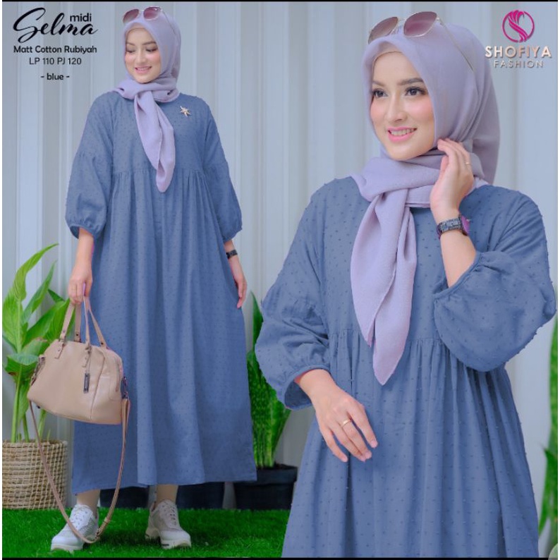 Midi dress Selma Ori by Shofiya midi dress cotton rubiyah LD 110 PB 120 midi dress dottu long tunik