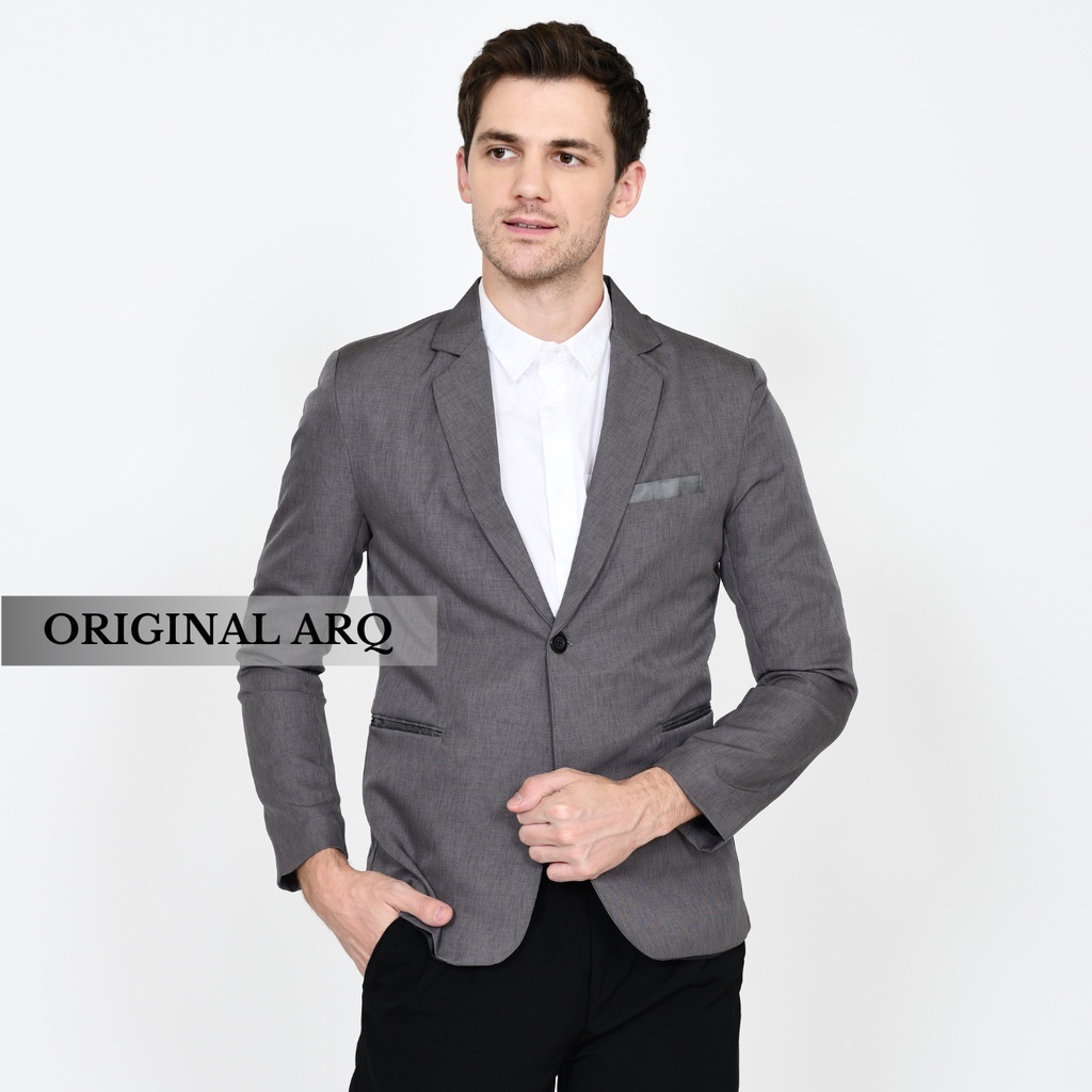 TERLARIS ! JAS BLAZER PRIA KEREN WARNA ABU ATYLIS MODEL SLIMFIT CASUAL FORMAL BAHAN PREMIUM GAYA MODERN