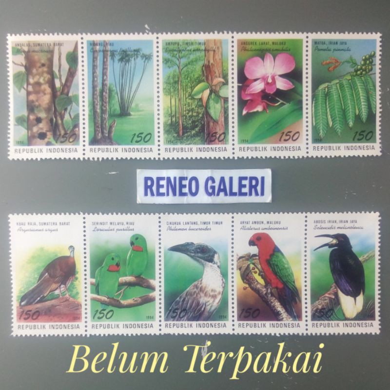 

(10pcs) Set Variasi Lengkap Perangko seri Cinta Flora & Fauna Tahun 1994 paket Prangko Puspa & satwa