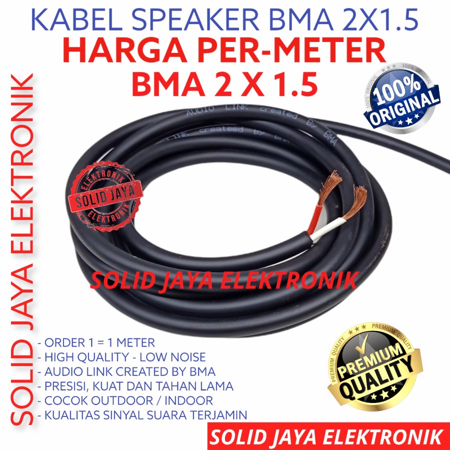 KABEL SPEAKER 2x1.5 MM BMA ORIGINAL METERAN ECER  KABEL AUDIO LINK 2 X 1.5 MM ISI 2 ORI ASLI AUDIO AMPLIFIER TEMBAGA ASLI ORIGINAL BMA 2X1,5 AUDIOLINK AUDIO LINK 2 X 1,5 1,5MM 1.5MM MURNI ORIGINAL PER METER 1 METER METERAN ECERAN BMA ASLI