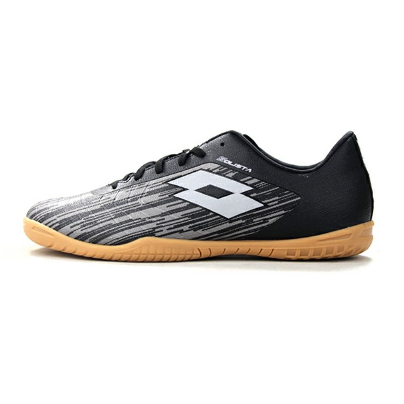 LOTTO SEPATU FUTSAL SOLISTA 700 III IN ALL BLACK DARK SILVER