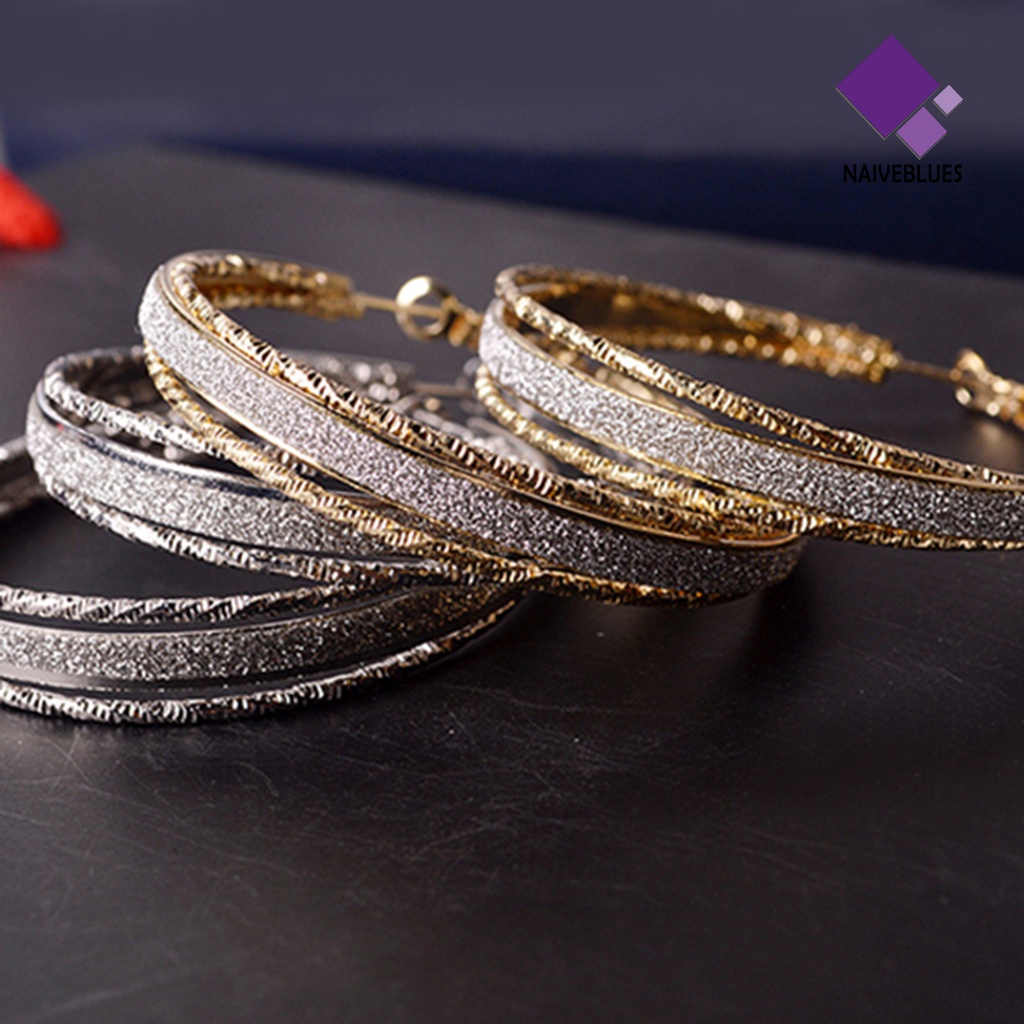 1 Pasang Anting Juntai Bentuk Bulat Bahan Alloy Untuk Wanita