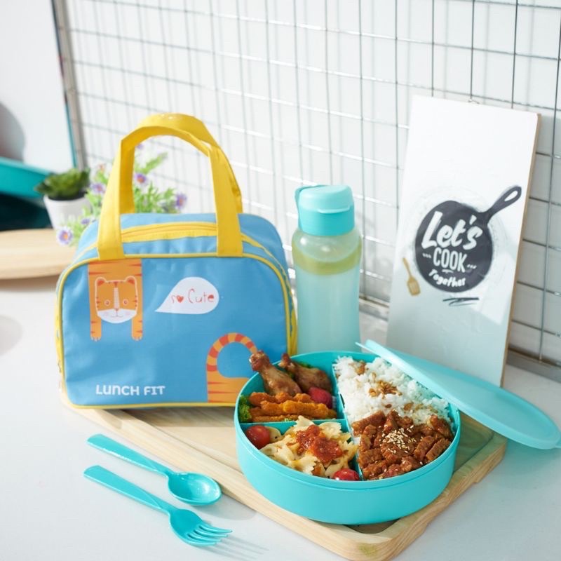 BEKAL MAKAN BENTUK BULAT/TAS BEKAL MAKAN MOTIF KUCING MURAH!