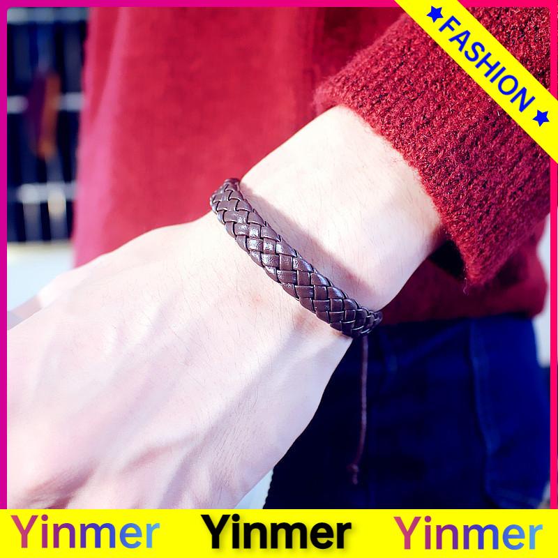 COD✨ Gelang Kulit Sapi Tenunan Tangan  Perhiasan Populer  Mode Multi-warna Sederhana-Yinmer