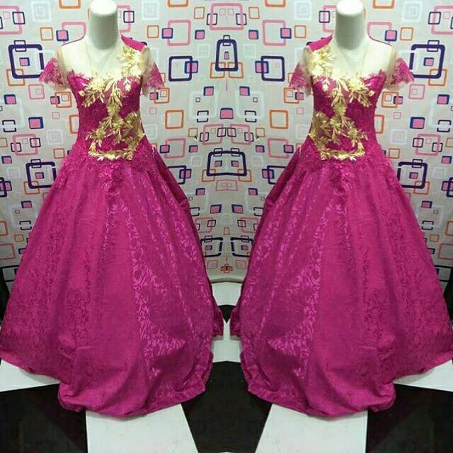 Gaun bahan jaguard glitter