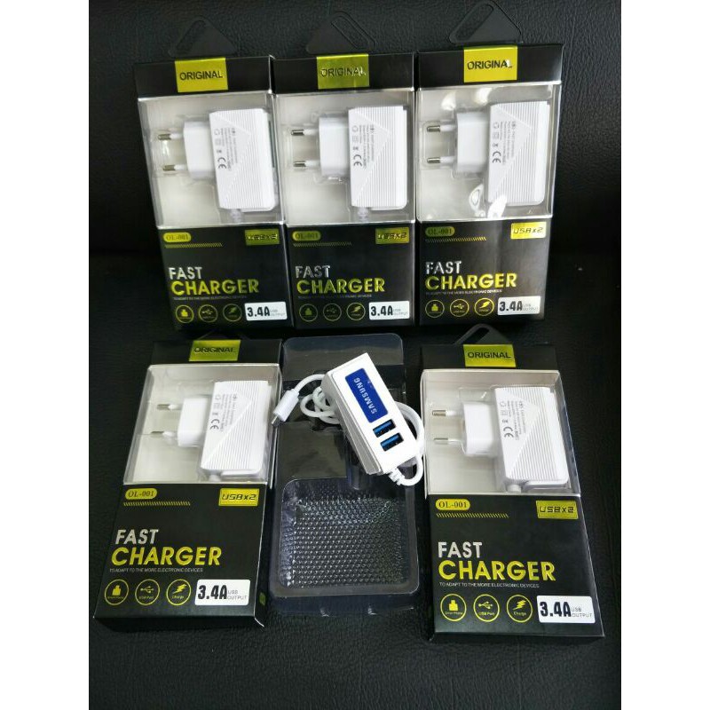 Fast Charging Charger LED 2 USB Casan SAMSUNG / VIVO / OPPO / XIAOMI  Micro Usb Android 3.4A OL-001