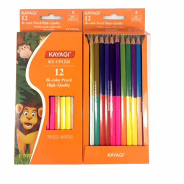 

Pencil warna kayagi 12 warna dua sisi ujung bisa dipakai