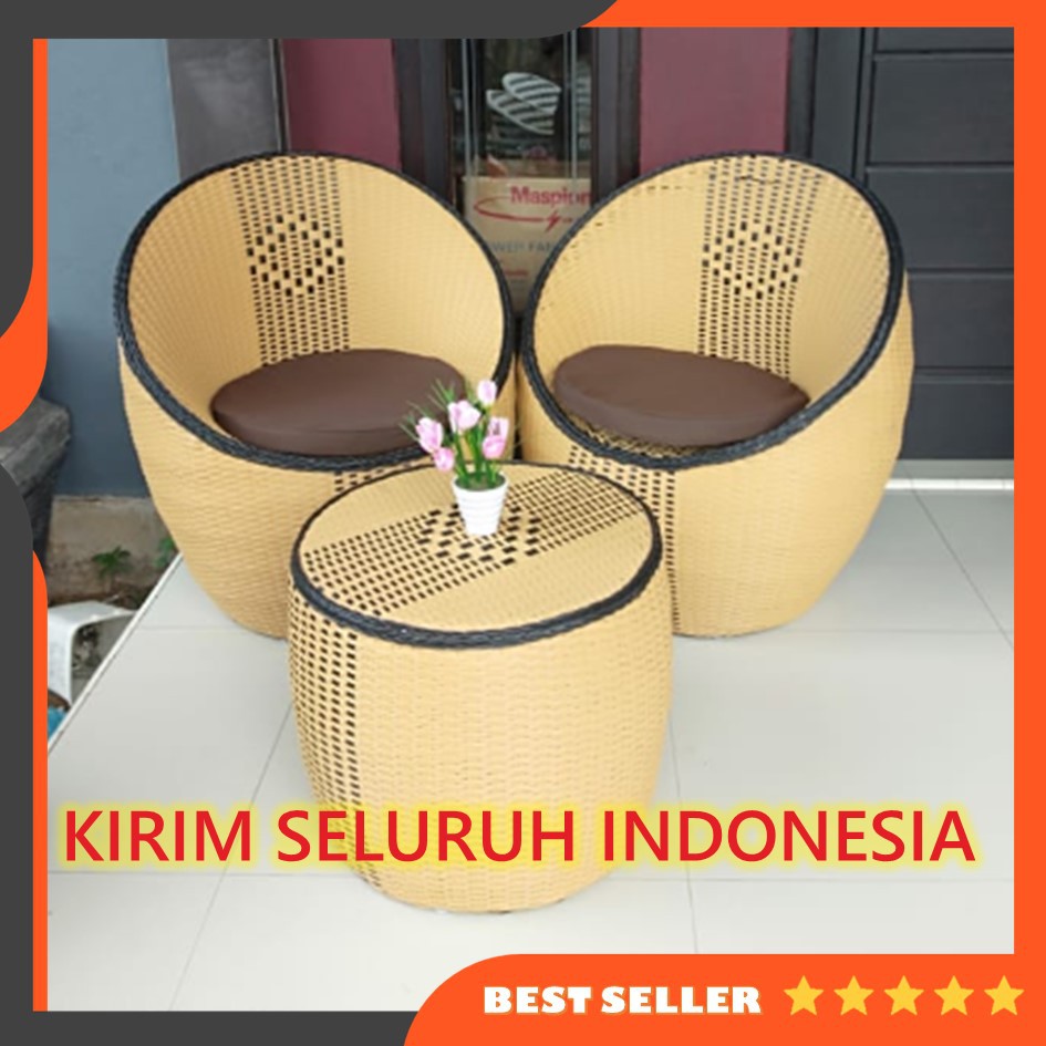 Kursi Teras Rotan Sintetis Gentong Bulat Cantik Elegan Murah Untuk Depan Rumah-7