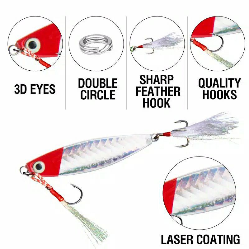 (L02) Metal Laser Jig Umpan Pancing Jigging Trolling Sendok Fishing Lure
