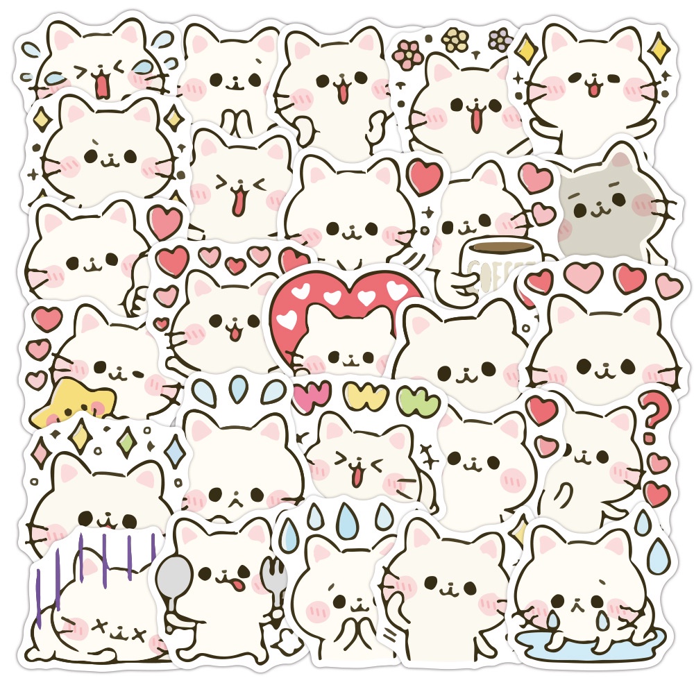 Neko kucing stiker lucu kartun hewan peliharaan kitty Jurnal bahan phone case Air Cangkir Dekorasi t