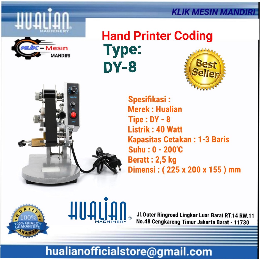 Mesin Hand Printer Coding DY-8 Code Printer Expired Date Hualian