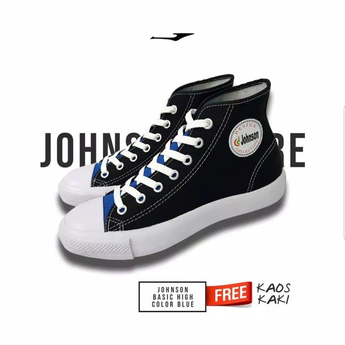Order Langsung Sepatu Johnson Basic Colour Highcut (HC) Black Blue - Biru, 37 Limited