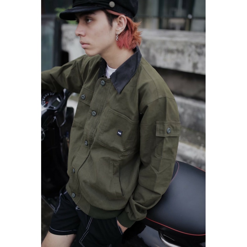 ORIGINAL WOLV Jaket Aero Jaket Coduroy Hijau Army