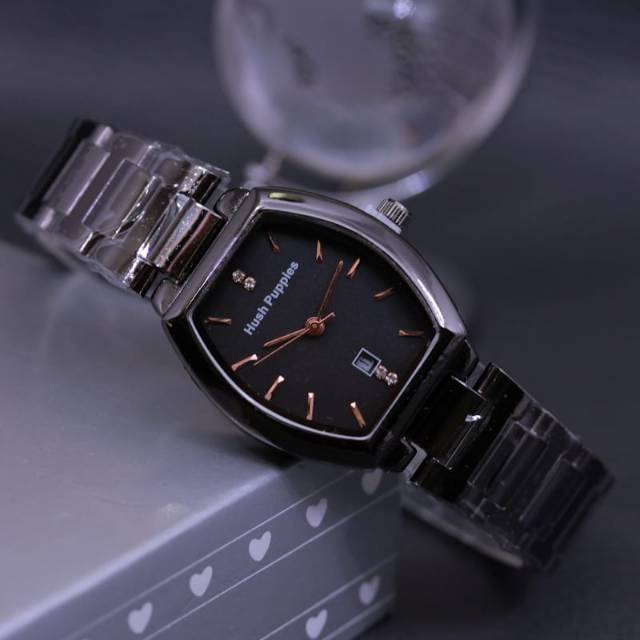 New Jam Tangan Wanita Hush Puppies Kotak Tanggal Stainlees Steel