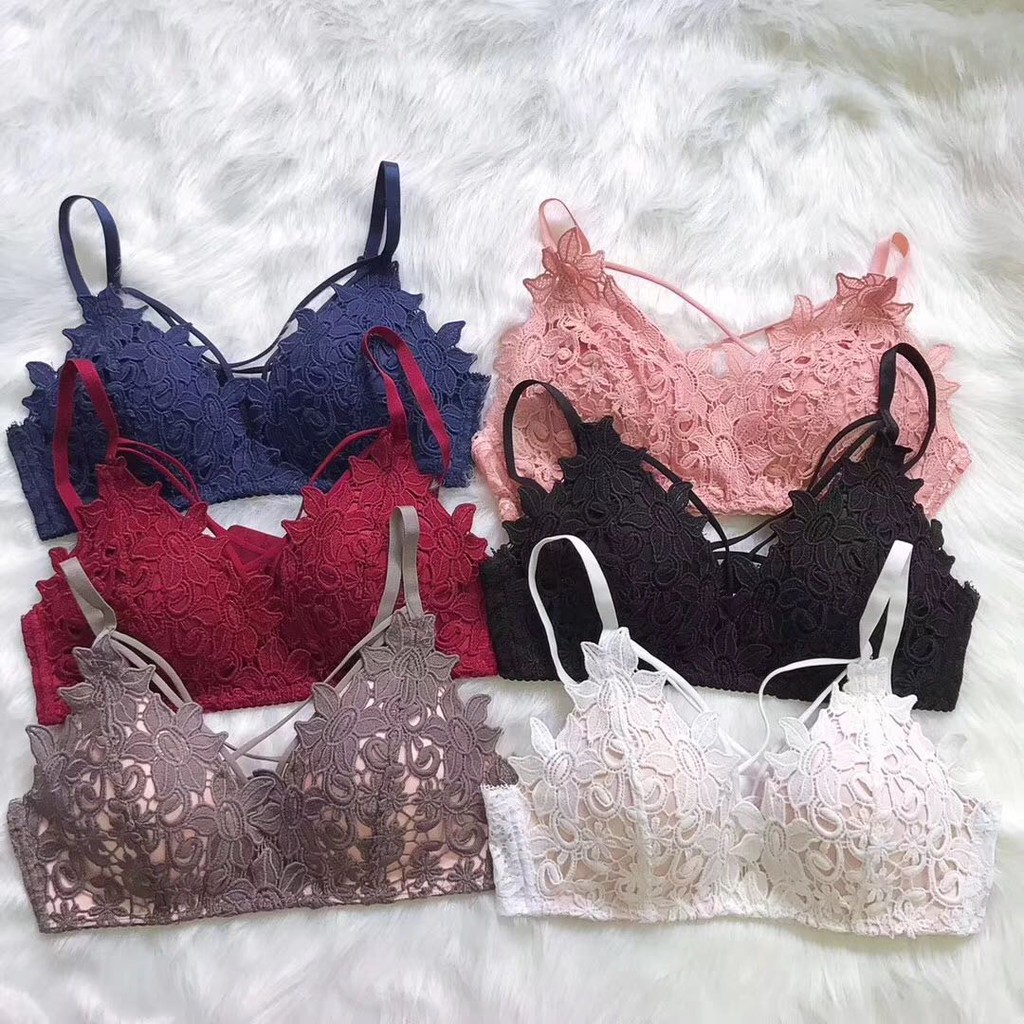 VS - Fashion BH hot bra BH Bahan Lace Tipis Sexy untuk Wanita bra one-piece push-up sexy renda B14