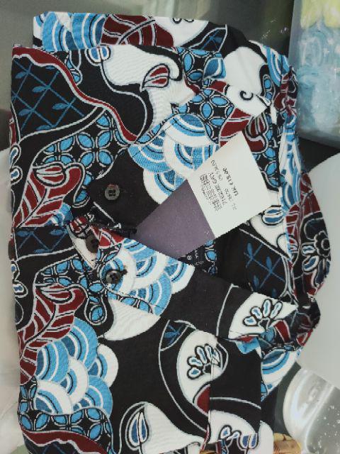 Freypv 7783 Slimfit Long Batik Black Floral Maron M-xl Kemeja Batik