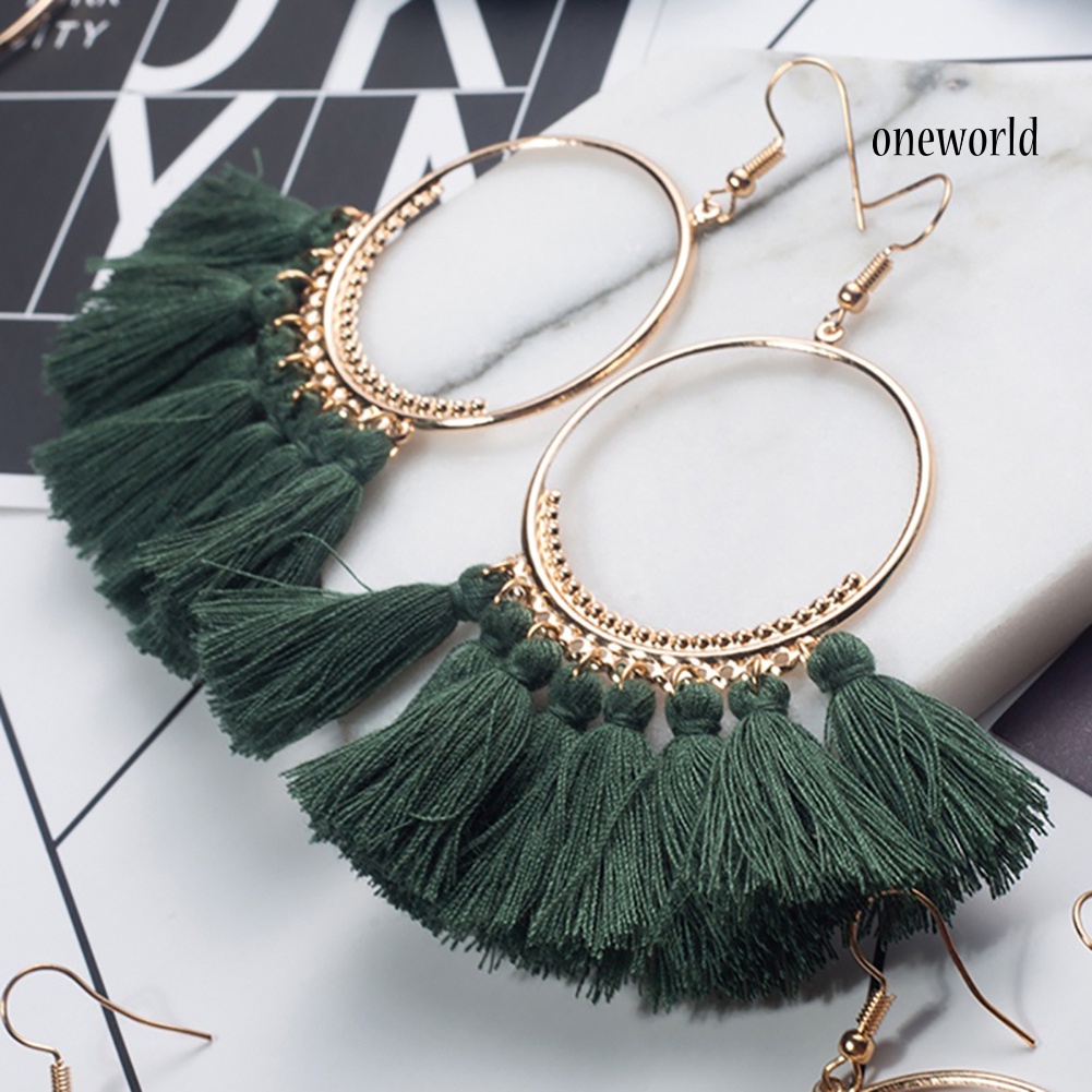 OW@ Fashion Bohemia Hook Earrings Women Dangle Tassel Drop Jewelry Party Gift