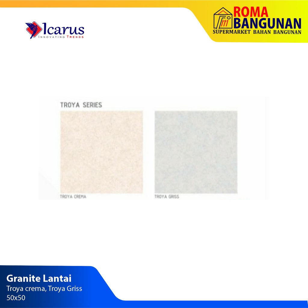 Icarus Keramik Lantai / Keramik Polos Troya Series Troya Griss Troya Crema 50X50 - Griss