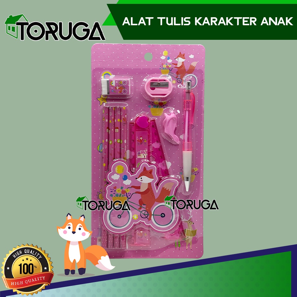 Alat Tulis Set Motif Karakter Pensil 5 IN 1 Souvenir Stationery Anak