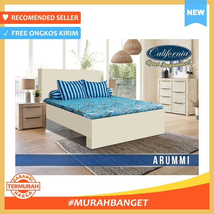SPREI CALIFORNIA ARUMMI NO.2 QUEEN 160 SEPRAI BATIK BIRU GARIS STRIP