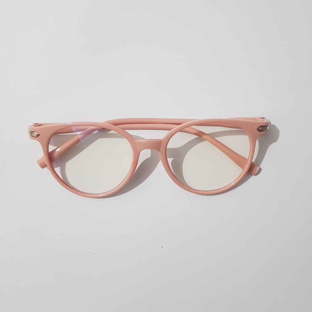 Kacamata Anti Radiasi Fashion Wanita Pria Frame Ringan Korea Design Lensa Transparan Anti UV-pink susu