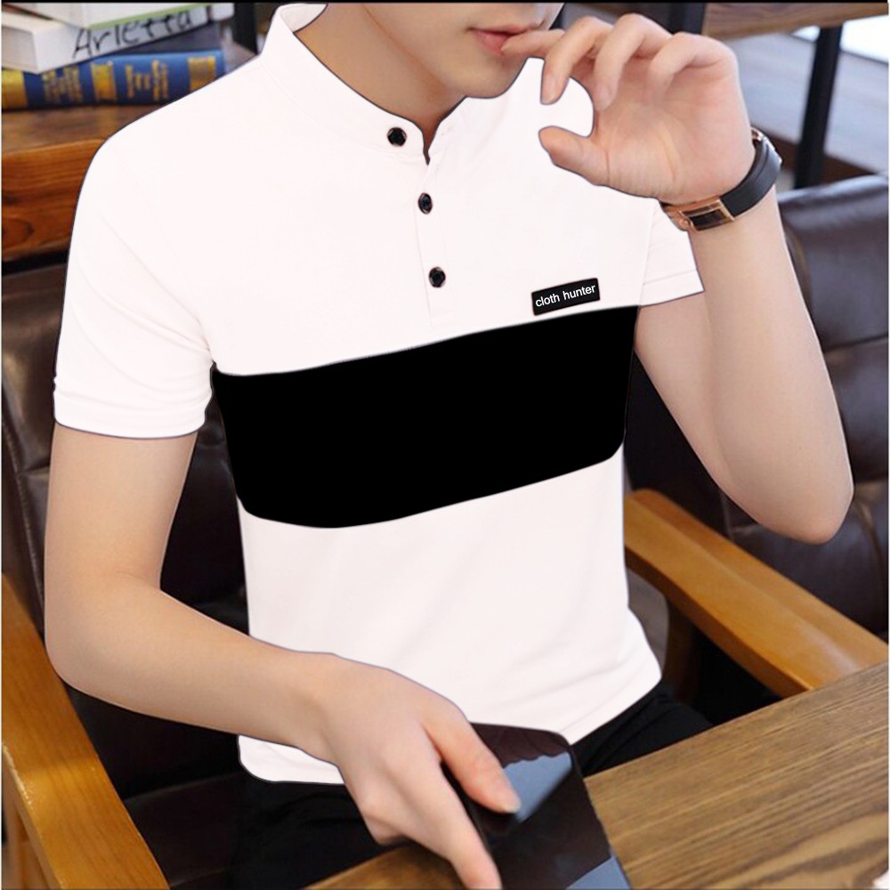 KAOS CLOUD KOMBINASI PUTIH POLOS TERBARU KAOS POLO PRIA KERAH SHANGHAI DISTRO BANDUNG ORIGINAL