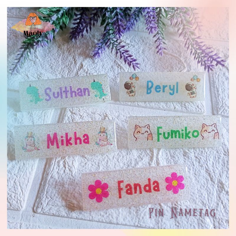 Nametag Anak Unik Pin Lucu Papan Nama Dada Akrilik Resin Custom Warna MAGNET PENITI