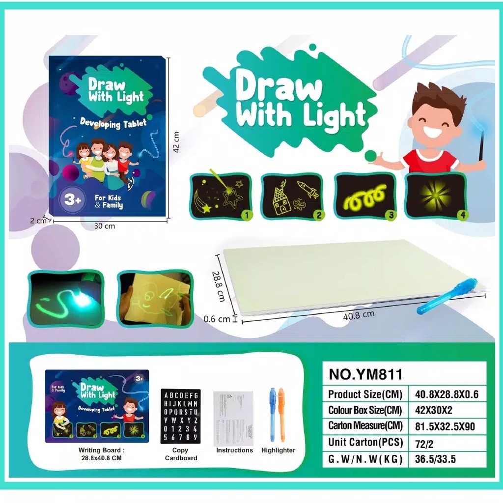 

[BISA COD]Papan tulis cahaya papan tulis Edukasi / papan tulis anak led / grafiti ajaib dengan lampu