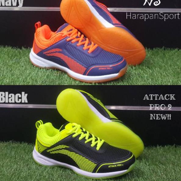 Siap Kirim>,kyn-867   SEPATU BADMINTON LINING ATTACK PRO 2 TERBARU 2020 NAVY ORANGE SEPATU LINING O