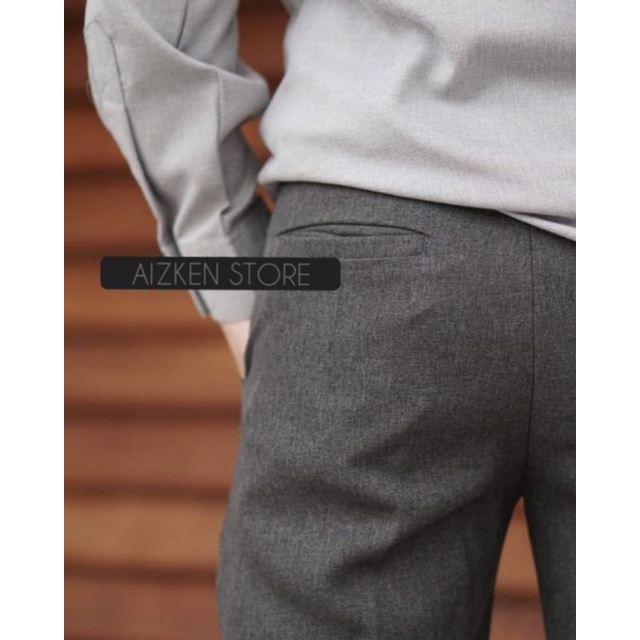 ANKLE PANTS FORMAL SLIMFIT COKLAT TUA CELANA BAHAN PRIA CELANA KANTOR