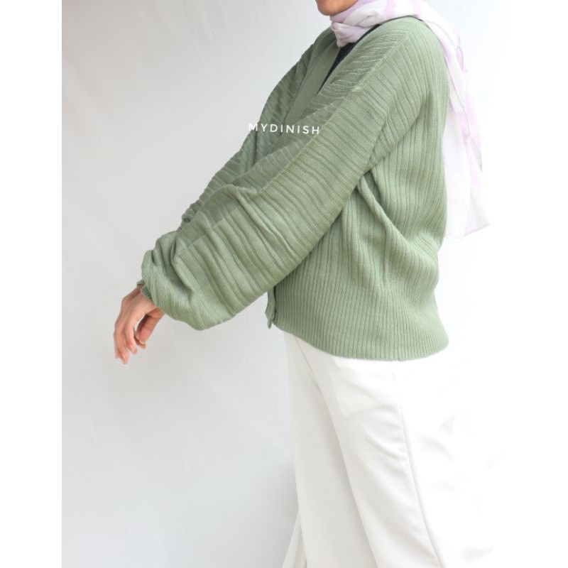 Syella puffy cardy - Kardigan Wanita Rajut Korean Style