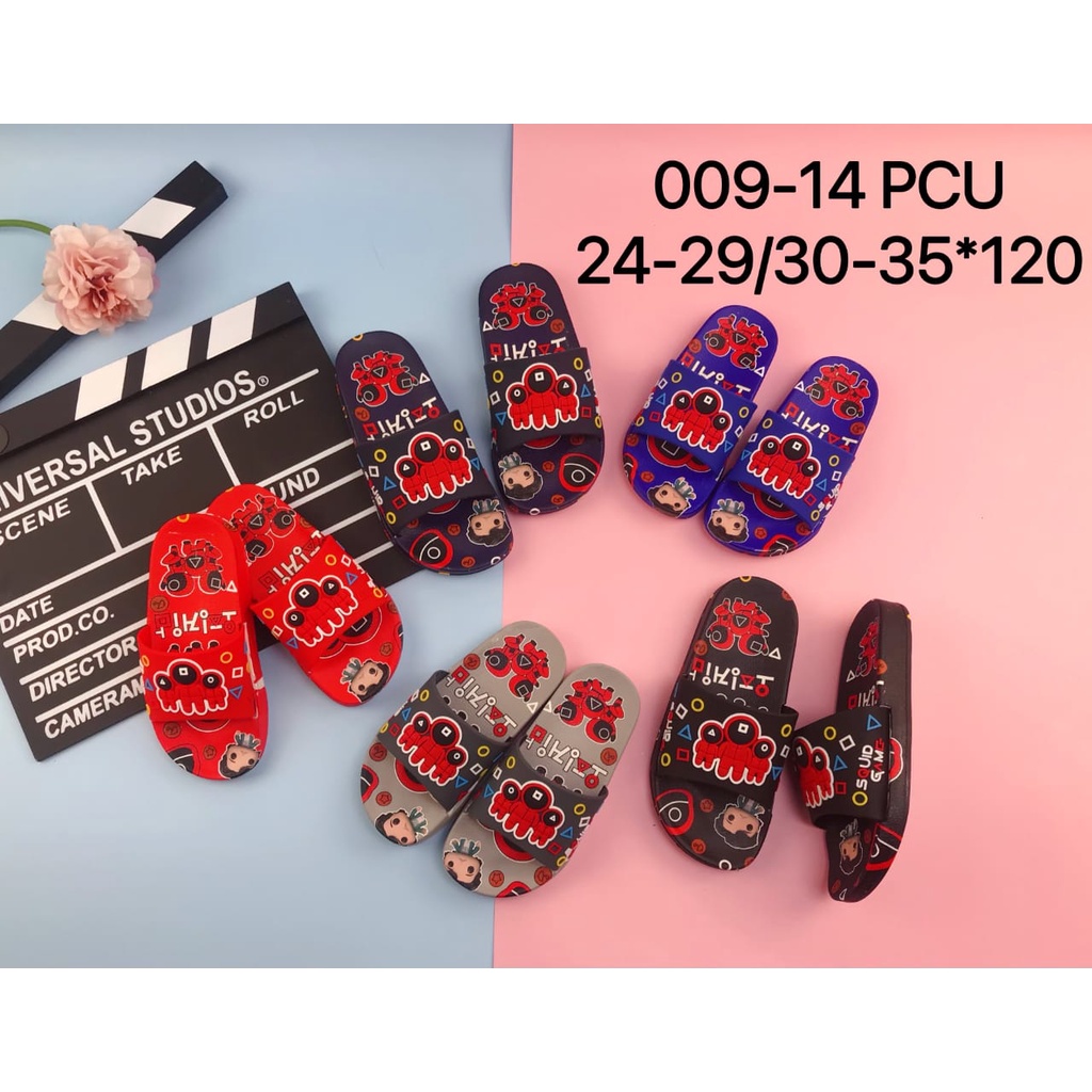 SANDAL HYS ORIGINAL KOKOP SELOP KARET IMPORT ANAK KARAKTER SQUID GAME EMPUK TAHAN AIR 009-14 UNTUK ANAK LAKI LAKI 25/35 BAHAN EMPUK NYAMAN DIPAKAI TERMURAH