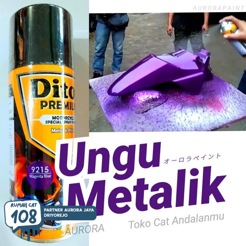 

Pilox Diton Premium Magenta Blue 9215 Ungu Metalik Metallic Cat Pilok Pylox 400ml Tahan Bensin