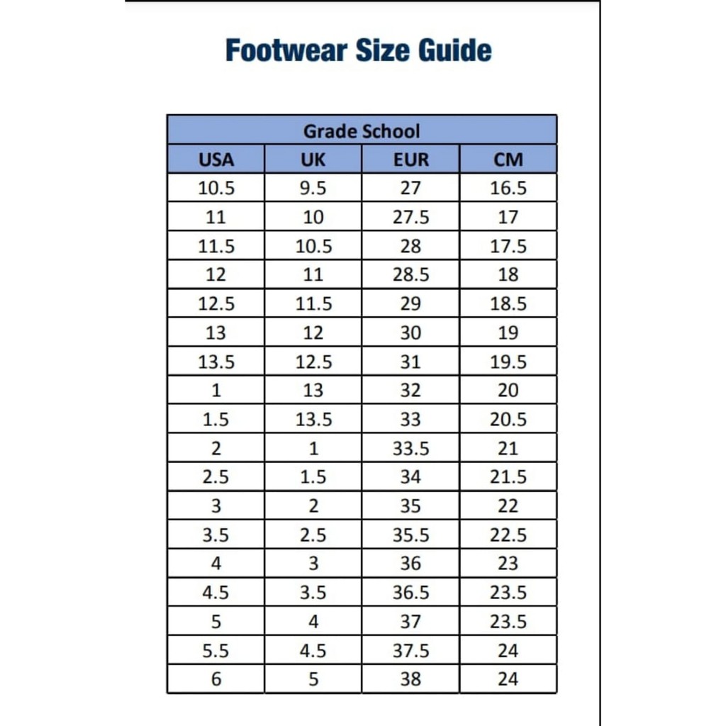 skechers size chart 