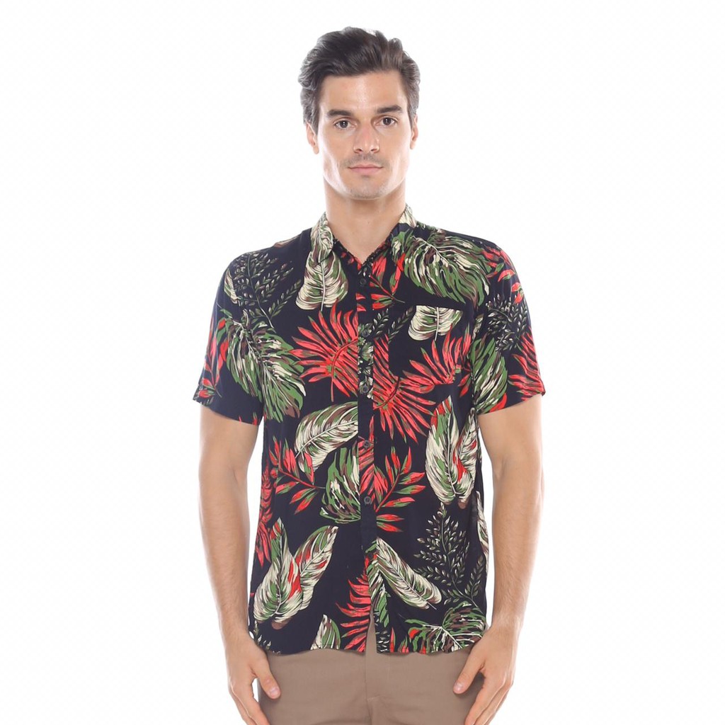 Hommes Apparel Hawai Shirt Kemeja  Pantai Katun  Rayon  Motif 