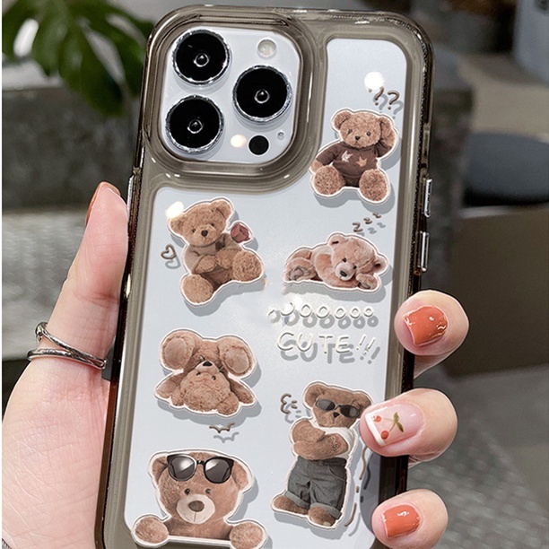 Soft Case Silikon TPU Transparan Motif Beruang Untuk IPhone 14 13 11 Pro 12 X XR XS Max SE2 6 6S 7 8 Plus