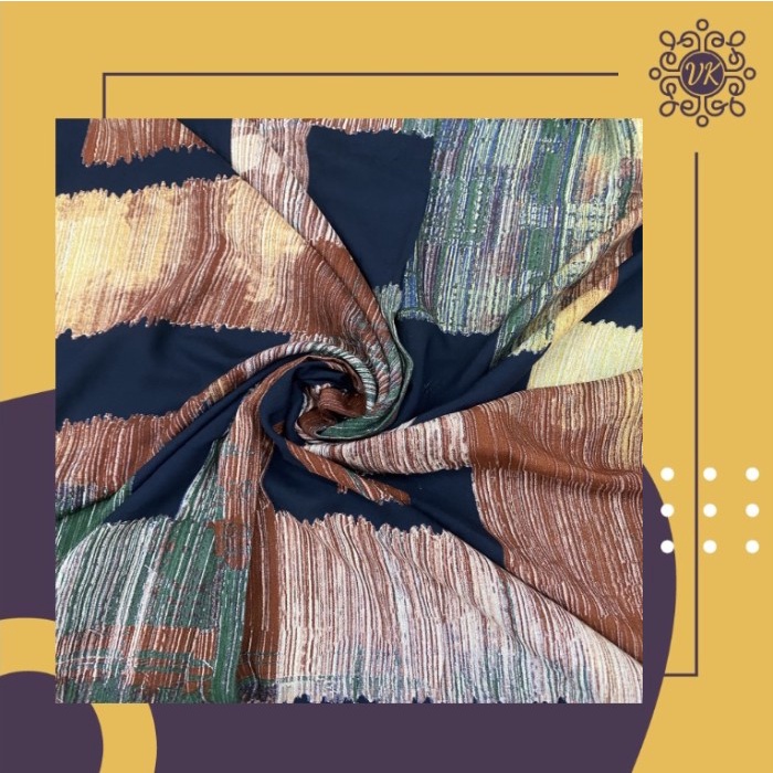 TERBARU     Kain Viscose Rayon Motif Abstrak Salur Warna Warni