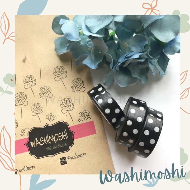 

Washimoshi Masking Washi Tape Black Polkadot (10 meter)
