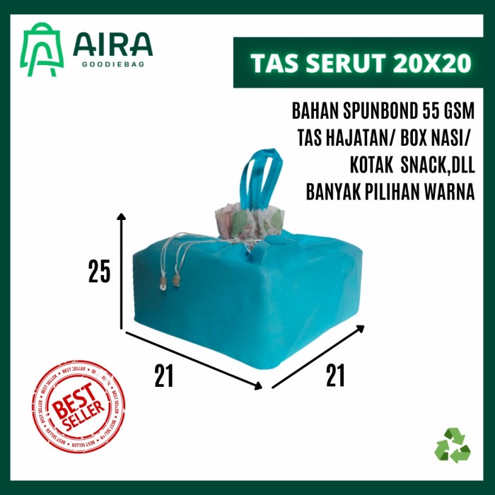 

NEW tas serut box nasi/snack 20x20 - Warna Campur, LUSIN