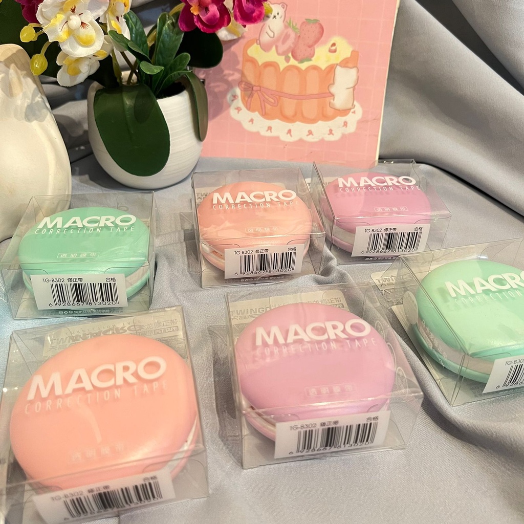 TIP EX ROLL BENTUK MAKARONS UNIK UKURAN BESAR WARNA SOFT PASTEL IMPORT CORRECTION TAPE MODEL MACARONS READY 3 WARNA STATIONARY SEKOLAH DAN KANTOR HARGA TERJANGKAU