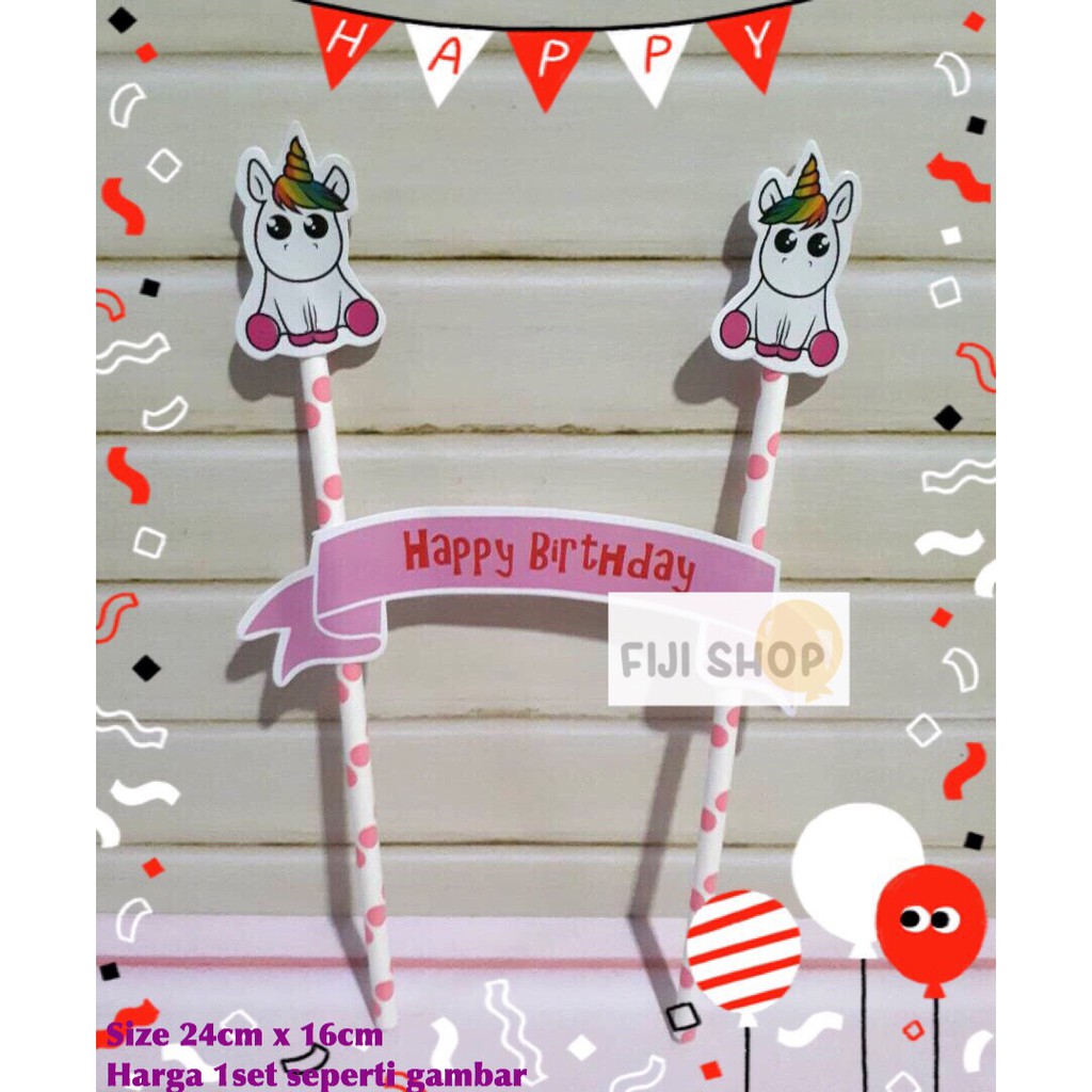 Cake Topper / Hiasan Kue Ultah / Topper Cake Karakter Unicorn
